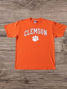 VTG Y2K Clemson Tigers T-Shirt Orange Arch Logo TCX